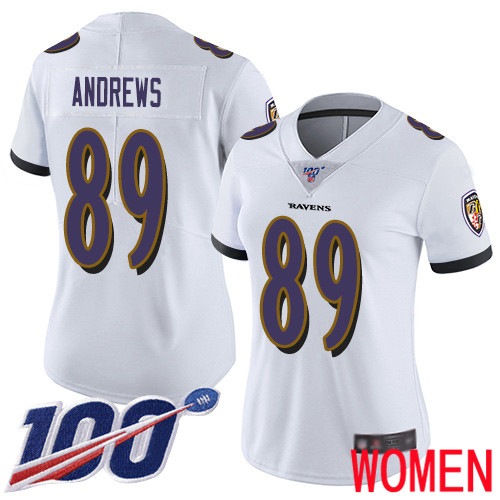 Baltimore Ravens Limited White Women Mark Andrews Road Jersey NFL Football 89 100th Season Vapor Untouchable